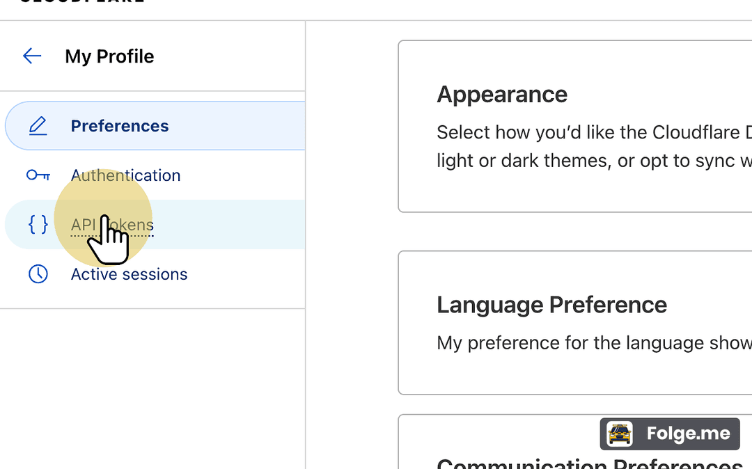 Cloudflare Dashboard API Tokens